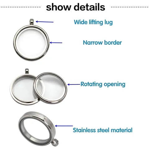 Round Stainless Steel Double Sided Glass Locket Pendant For Photo Thangka Memorial Memorial DIY Jewelry Making Accessory For Women Men