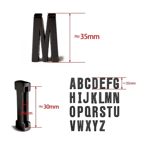 Dijes Deslizantes de Letras del Alfabeto de 30mm Negro Gunmetal Aleación DIY Cuentas Iniciales para Sombrero Bolso Accesorio Ropa