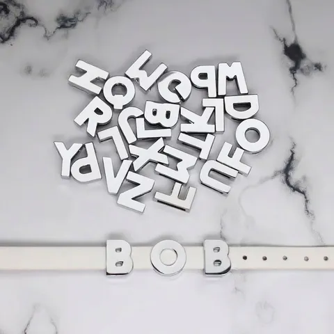 Chrome Zinc Alloy Alphabet Slider Beads For DIY Bracelet Jewelry Making Personalized Letter Charms Crafts Accessories