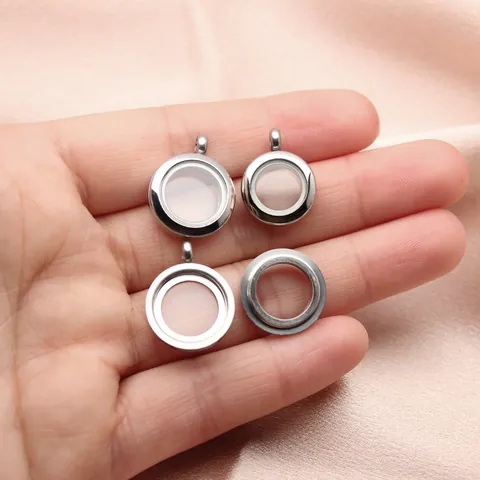 Roestvrij Staal Rond Glas Medaillon Hanger Klein 15mm 17mm Schroefopening Zwevende Memory Keepsake Hanger Sieraden Voor Ketting