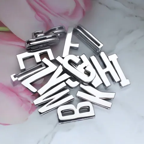 Alphabet Letter Slider Beads Alloy Chrome Smooth Alphabet Pendant For DIY Jewelry Bags Clothing Decoration Personalized Charms Accessories