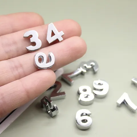 Dijes Deslizantes Digitales Suaves de Aleación Cromada Para Pulsera Llavero Hecho a Mano DIY Dijes Deslizantes de Números Para Correa de 8mm