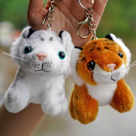 Süßer Cartoon Tier Tiger Plüsch Schlüsselanhänger Kleiner Stofftier Anhänger Tiger Puppe Tasche Ornament Zubehör Geschenk
