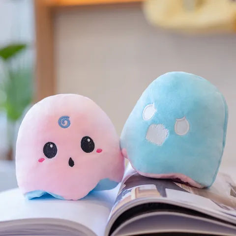 Reversible Luminous Ghost Plush Doll Double Sided Flip Ghost Soft Stuffed Toy Halloween Glow In The Dark Ghost Gift