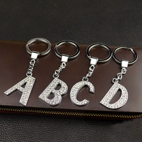 Colgante de Alfabeto de 35mm Aleación Diamante de Imitación Letra Inglesa Llavero Plata DIY Personalizado Ropa Bolso Joyería Colgante