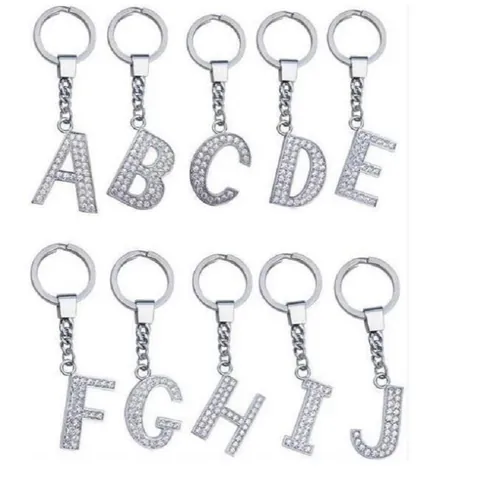 Colgante de Alfabeto de 35mm Aleación Diamante de Imitación Letra Inglesa Llavero Plata DIY Personalizado Ropa Bolso Joyería Colgante
