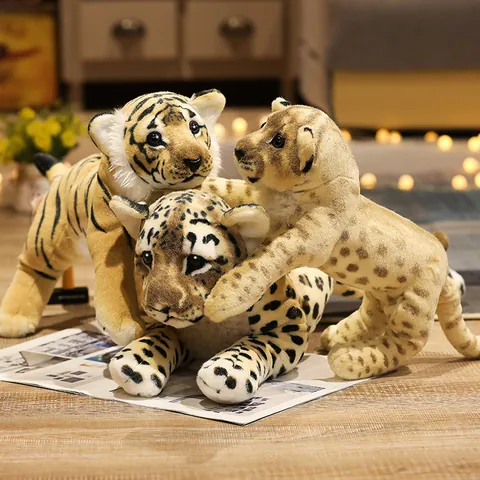 Realistisches Tiger Löwe Leopard Plüschtier Simulation Leopard Puppe Haus Ornament Geburtstag Geschenk Für Kinder Jungen