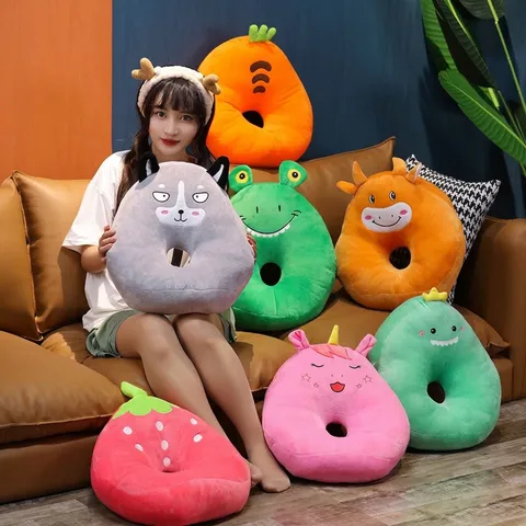 Cojín de Asiento de Peluche Suave Animal de Dibujos Animados Cojín de Silla Engrosado Almohada de Siesta para Oficina