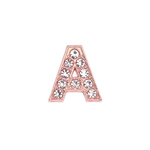 Dijes de Alfabeto de Aleación Oro Rosa Cuentas de Letras Iniciales con Diamantes para Pulsera DIY Joyería