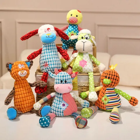 Patchwork Animal Plush Calming Doll For Kids Cartoon Cow Sheep Cat Duck Dog Bird Stuffed Toy Soft Sleeping Pillow Gift