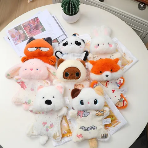 Cartoon Animal Plush Hand Warmer Pendant Cute Cat Panda Fox Stuffed Toy Bag Keychain Accessories Gift For Winter Women