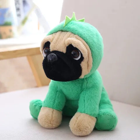 Χαριτωμένο Κινούμενο Σχέδιο Σκύλος Pug Λούτρινο Παιχνίδι Με Καπέλο Κουκούλα Ζώου Δεινόσαυρος Λιοντάρι Ελέφαντας Γουρούνι Στολή Λούτρινη Κούκλα Δώρο Γενεθλίων για Παιδιά