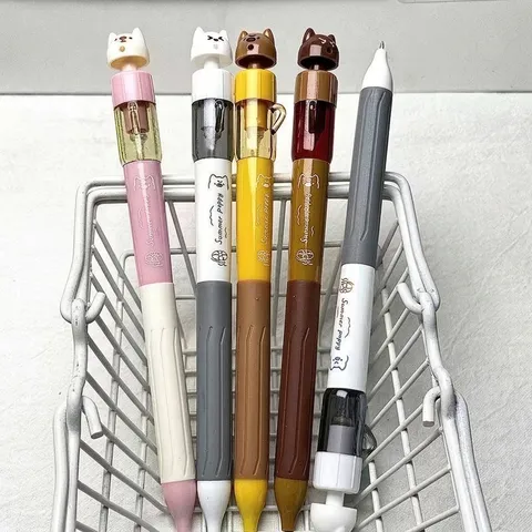 Creative Cartoon Puppy Twisting Water Gun Gel Pen Retractable Stress Relief Cute Stationery Kids Writing Pen Black Ink