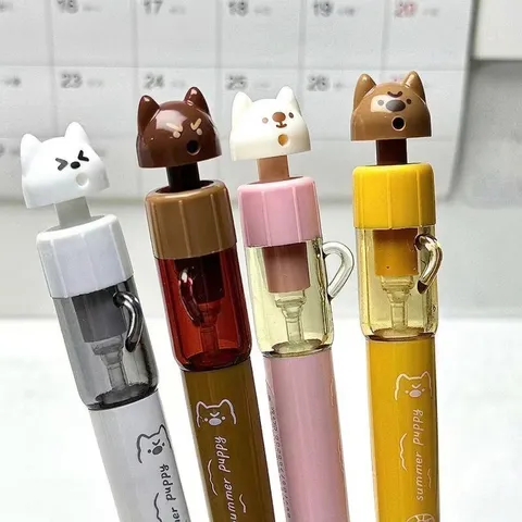 Creative Cartoon Puppy Twisting Water Gun Gel Pen Retractable Stress Relief Cute Stationery Kids Writing Pen Black Ink
