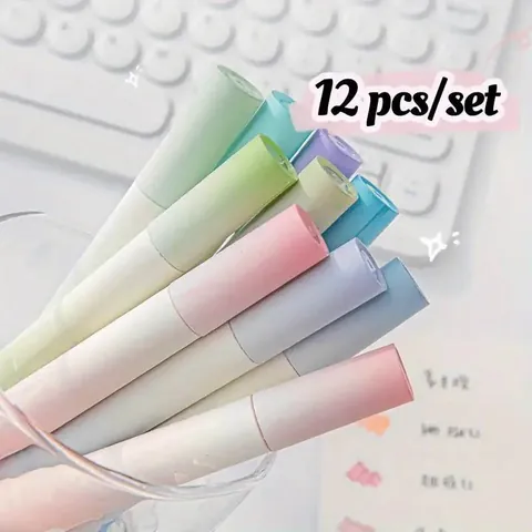 Gradient Morandi Highlighter Set With Chisel Tip Soft Pastel Aesthetic Marking Pens For Students Office Meeting Supplies