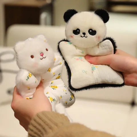Lindo Títere de Dedo de Animal de Dibujos Animados Manta de Apego Peluche Suave Forro Polar de Cachemira de Visón Oso Conejo Koala Panda Muñeco Llavero Colgante de Bolsa Para Niños Regalo de Juego Interactivo