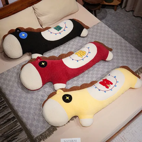 Chinese Style Long Horse Plush Pillow Cute Cartoon Animal Sleeping Bolster Soft Stuffed Toy Cushion Home Decor