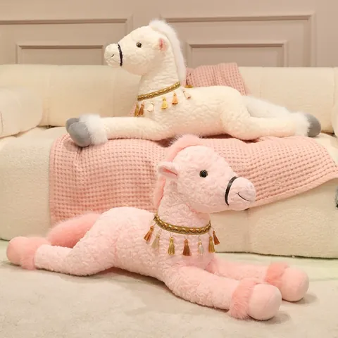 Cute Angel Horse Plush Toy Soft Stuffed Animal Soothing Pillow With Tassel Decor Large Sleeping Doll For Kids Girls Birthday Gift