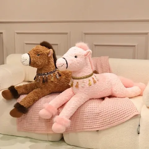 Cute Angel Horse Plush Toy Soft Stuffed Animal Soothing Pillow With Tassel Decor Large Sleeping Doll For Kids Girls Birthday Gift