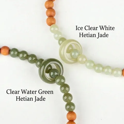 Vintage Sandalwood Nephrite Jade Double Loop Bracelet National Style Simple Wood Bead Bracelet Zen Lucky Couple Jewelry Gift