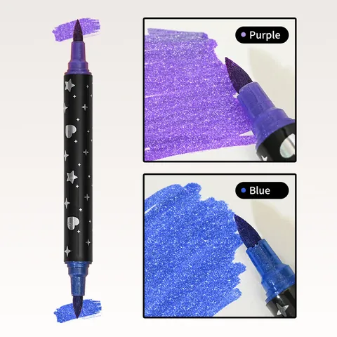 Doppelspitze Glitzer Marker Set Metallic Schimmer Stifte Mit Stern Herz Muster Für Künstlerisches Zeichnen DIY Handwerk Permanent Marker