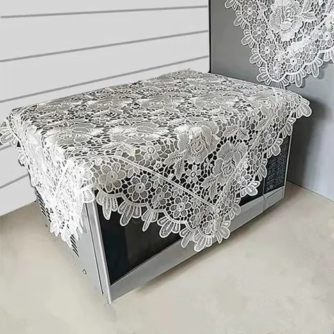 French Vintage Embroidered Lace Tablecloth Water Soluble Cutout Rose Floral Table Cover Square Polyester Table Mat For Home Dining Decoration
