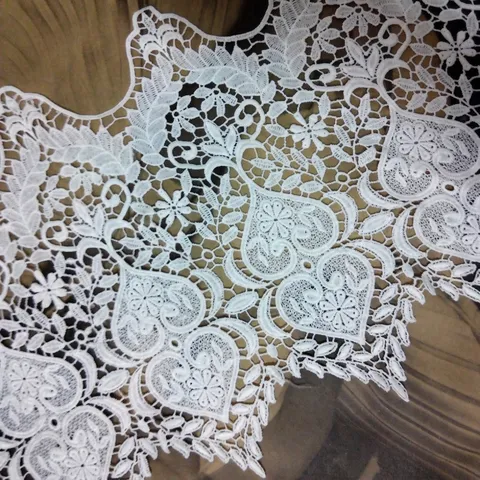 Exquisite Milk Silk Embroidered Lace Trim Large Hollow Out Floral Heart Pattern Water Soluble Lace DIY Sewing Accessories