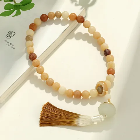 Holz Bodhi Lotus Perlen Handheld Armband Für Herren Damen Zen Stil Sechs-Wort-Mantra Gebetsperlen Lange Quaste Schmuck Handkette