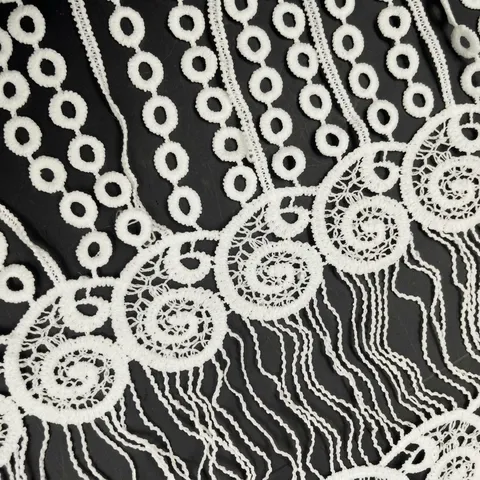 Bordo in Pizzo Idrosolubile in Poliestere Bianco Con Nappine Ricamo in Seta di Latte Per Abito da Sposa Cucito DIY Decorazione