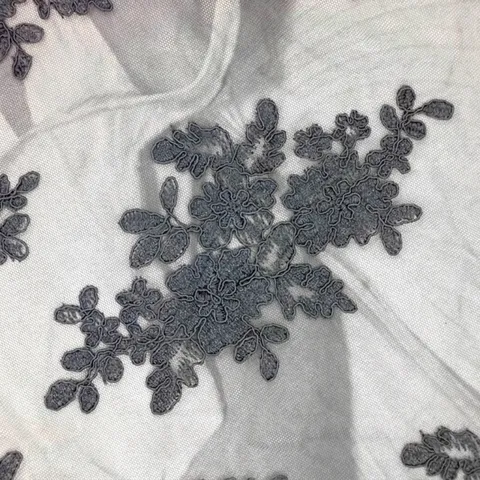 Tela de Encaje de Cordoncillo Hidrosoluble Bordado en Malla Transparente Patrón Floral Para Decoración de Vestidos de Novia