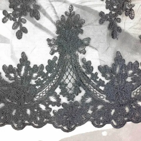 Tela de Encaje de Cordoncillo Hidrosoluble Bordado en Malla Transparente Patrón Floral Para Decoración de Vestidos de Novia