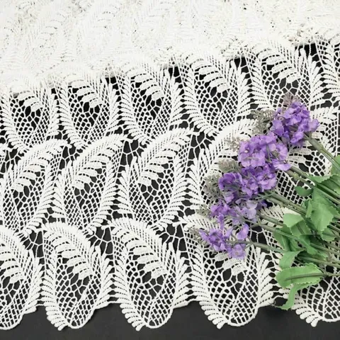 White Water Soluble Lace Fabric Polyester Embroidery Hollow Out Floral Design Apparel Sewing Trim For Dress DIY Crafts