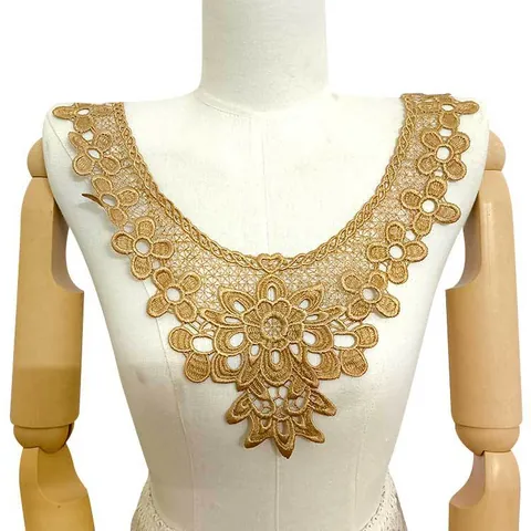 Wasserlösliche Spitze Kragen Blume Polyester Seide Stickerei Hohl Floral Falsche Kragen Applikation Damen DIY Kleidung Nähen Zubehör