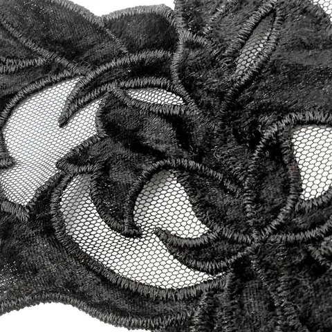 Vintage Zwart Wateroplosbaar Kant Kraag Bloem Polyester Fluweel Applicatie Mesh Borduurwerk Valse Kraag Voor Dames Kleding
