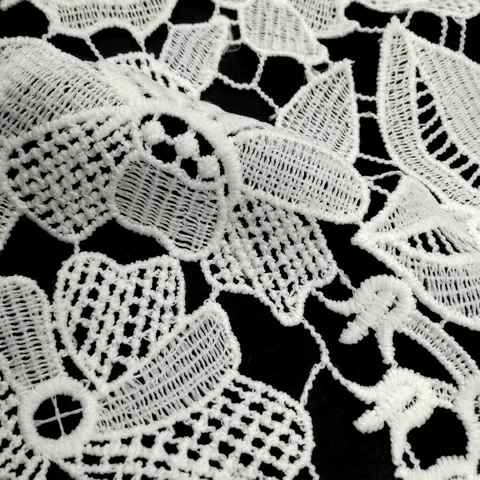 Ribete de Encaje Hidrosoluble de Seda de Leche Blanco 3D Floral Bordado Ahuecado Accesorios de Costura Ropa DIY Cinta de Encaje Decoración Hogar