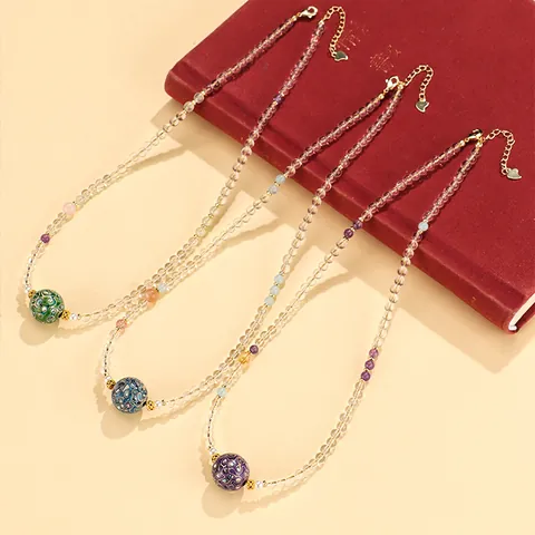 Vintage Ethno Lackperle Kristall Künstliche Perle Perlenkette Für Damen Chinesischer Stil Schmuck Anhänger Halskette Handgemachte Ketten
