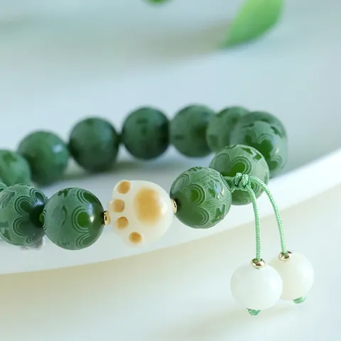 Natürliche Bodhi-Samen Armband Mit Sechs-Wort-Mantra Und Verkohlter Katzenpfote Handgefertigte Ethno-Stil Gebetskette Für Damen Und Herren