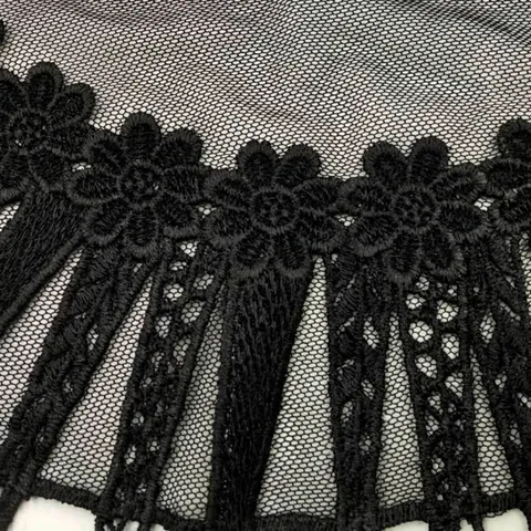 Vintage Embroidered Polyester Detachable Lace Collar Flower Pattern Mesh Hollow Out Tassel Fake Collar For Women Dress DIY