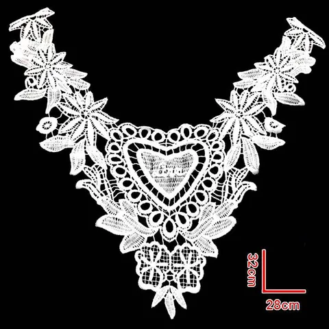 Elegant Milk Silk Water Soluble Lace Fake Collar For Women Heart Love Embroidery Stereoscopic Hollow Floral Detachable Neck Collar