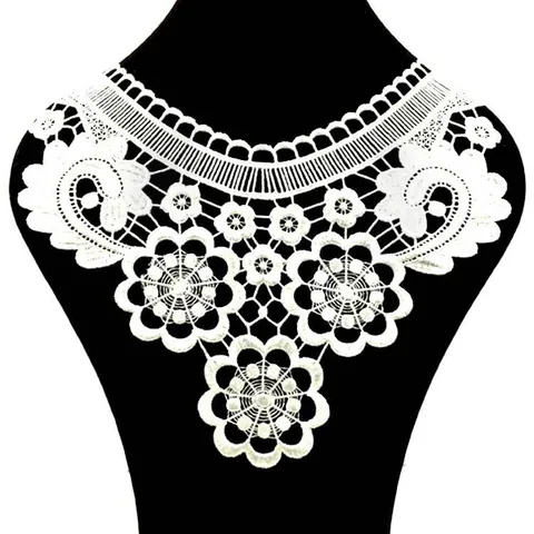 Elegant Hollow Out Floral Lace Detachable Collar Embroidered Applique For Women Dress Garment Accessories Fake Collar