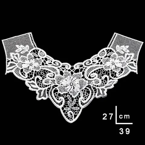 Elegant Women Detachable Lace Collar Floral 3D Embroidery Hollow Out V-Neck Fake Collar Polyester Apparel Accessories DIY Decor