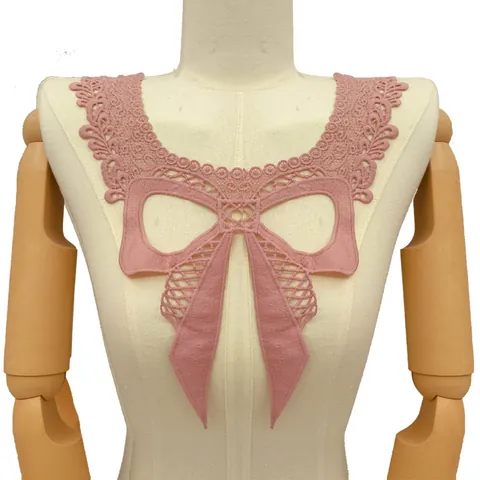 Milchprotein-Faser Bestickter Spitzenkragen Ausgehöhlt Schleife Applikation DIY Kleidung Zubehör Falscher Kragen Damen
