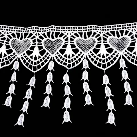 Milk Silk Water Soluble Embroidery Lace Trim With Heart Tassel 3D Hollow Lace Flower For DIY Clothing Sewing Accessories