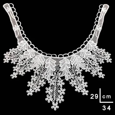 Elegant Polyester Water Soluble Lace Detachable Collar 3D Hollow Floral Embroidered Fake Collar For Women Dress Accessories