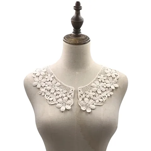 Water Soluble Lace Collar Flower Milk Silk Embroidered Shoulder Neck Collar Hollow Out Floral DIY Applique For Lingerie Clothing Decor