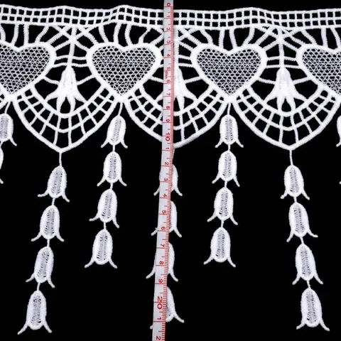 Milk Silk Water Soluble Embroidery Lace Trim With Heart Tassel 3D Hollow Lace Flower For DIY Clothing Sewing Accessories