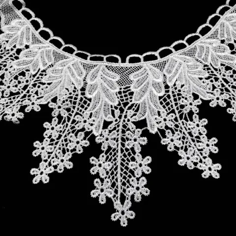 Elegant Polyester Water Soluble Lace Detachable Collar 3D Hollow Floral Embroidered Fake Collar For Women Dress Accessories