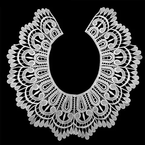 Milk Silk Embroidered Lace Collar Floral Hollow Out Detachable Collar DIY Garment Accessory Lace Applique For Women Dress Decoration