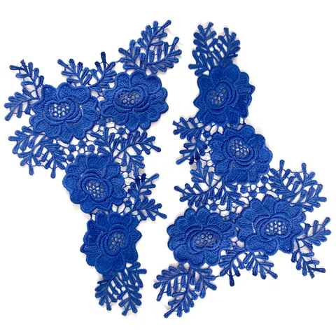 Polyester Water Soluble Lace Floral Applique 3D Hollow Embroidery Flower Patch For Wedding Dress DIY Garment Decoration Accessories