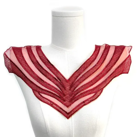 Water Soluble Lace False Collar For Women Embroidered V-Neck Detachable Collar Polyester Silk Floral Apparel Accessories